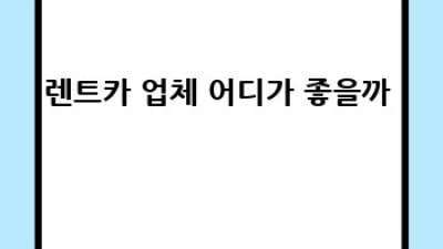 🚗 렌트카 업체별 비교분석: 똑똑한 선택 가이드 💡